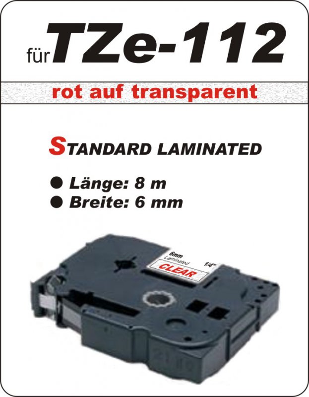 rot auf transparent - 100% TZe-112 (6 mm) komp.