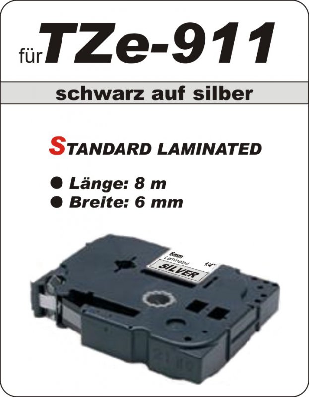 schwarz auf silber - 100% TZe-911 (6 mm) komp.