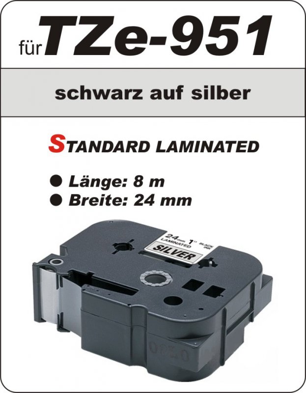 schwarz auf silber - 100% TZe-951 (24 mm) komp.