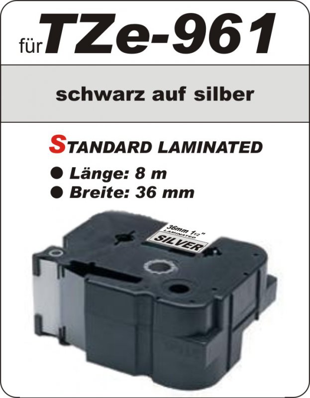 schwarz auf silber - 100% TZe-961 (36 mm) komp.