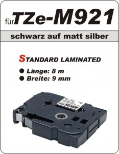 schwarz auf matt silber - 100% TZe-M921 (9 mm) komp.