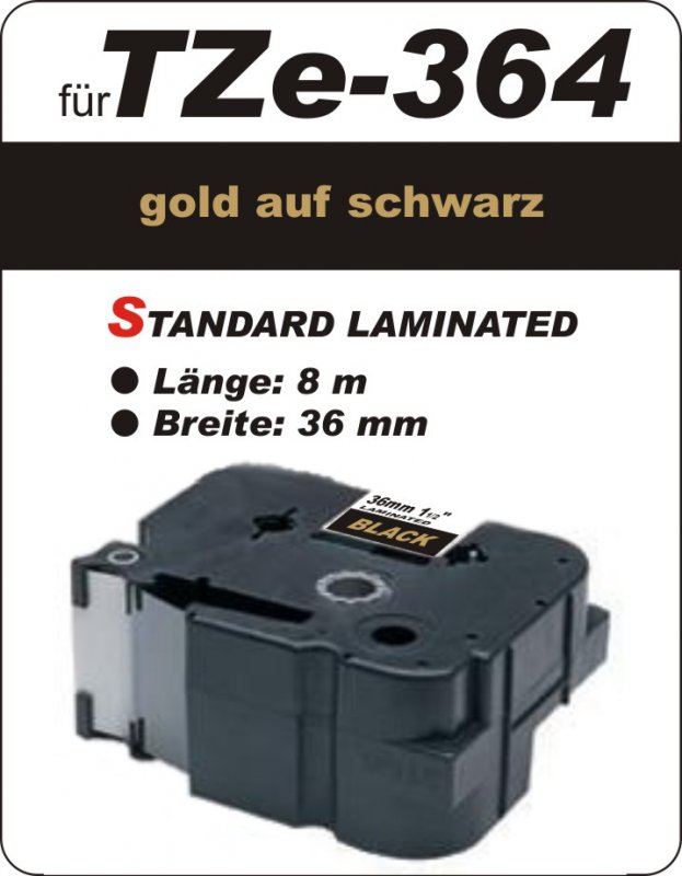 gold auf schwarz - 100% TZe-364 (36 mm) komp.