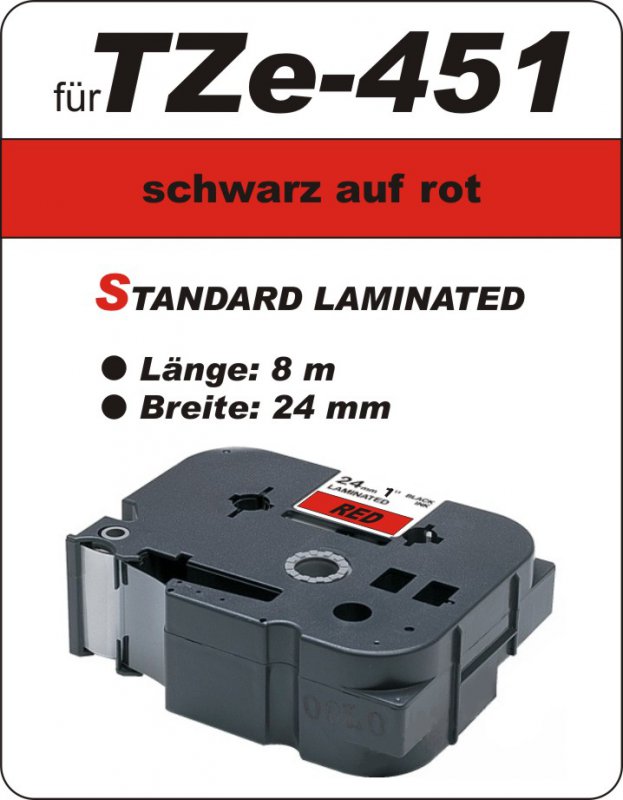 schwarz auf rot - 100% TZe-451 (24 mm) komp.
