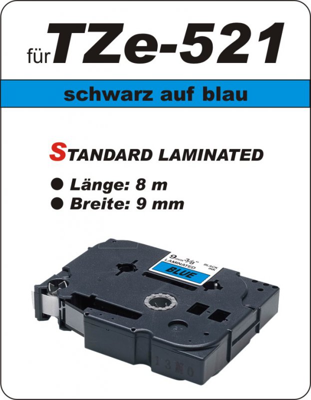 schwarz auf blau - 100% TZe-521 (9 mm) komp.