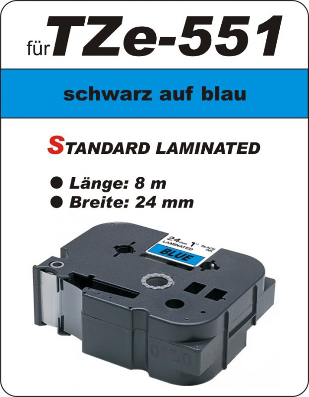 schwarz auf blau - 100% TZe-551 (24 mm) komp.