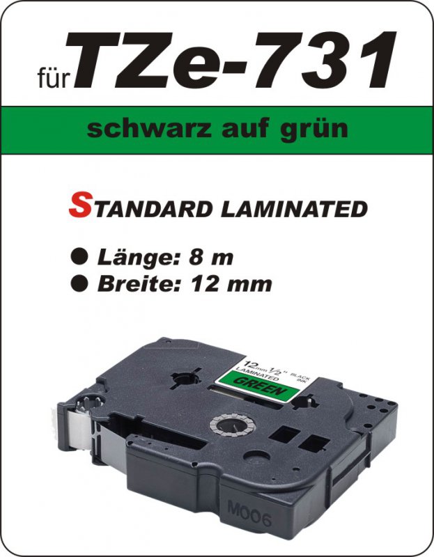 schwarz auf grün - 100% TZe-731 (12 mm) komp.