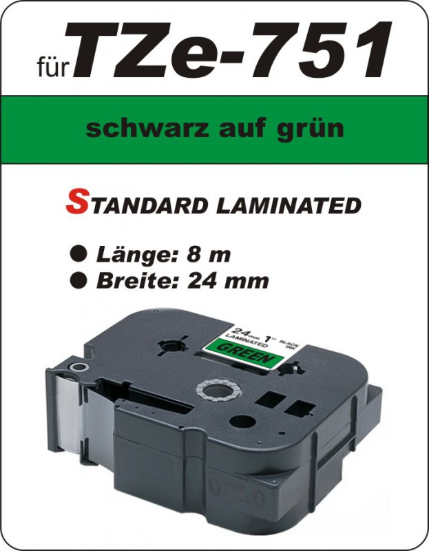 schwarz auf grün - 100% TZe-751 (24 mm) komp.