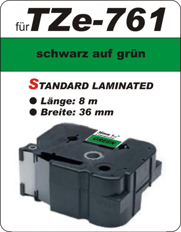 schwarz auf grün - 100% TZe-761 (36 mm) komp.