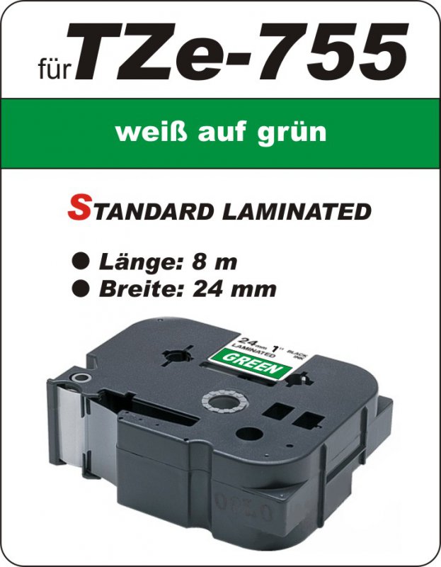 weiß auf grün - 100% TZe-755 (24 mm) komp.