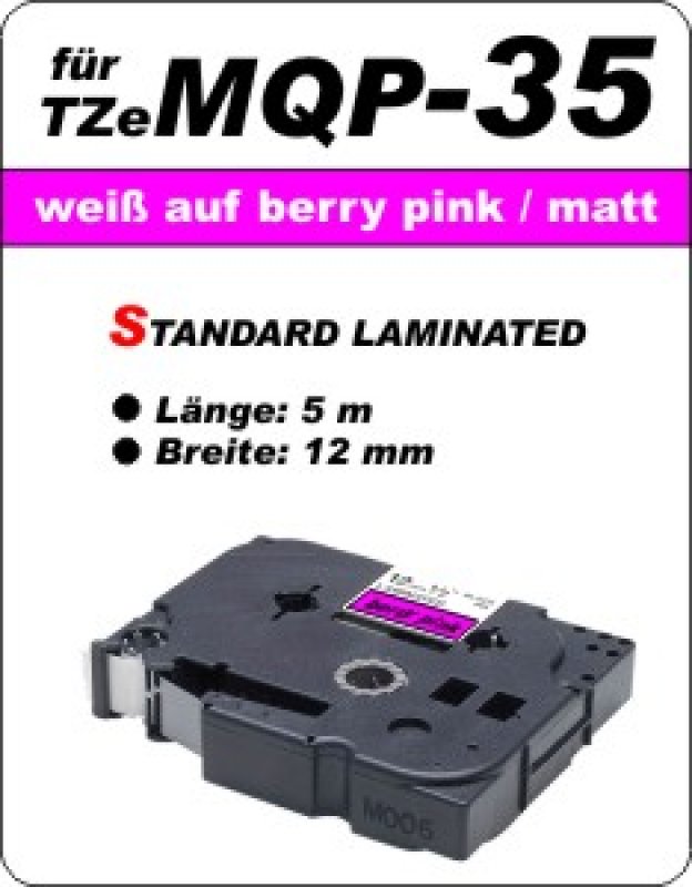 weiß auf pink (matt) - 100% TZeMQP-35 (12 mm) komp.