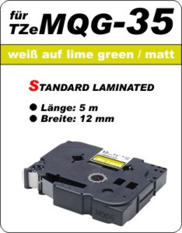 weiß auf apfelgrün (matt) - 100% TZeMQG-35 (12 mm) komp.