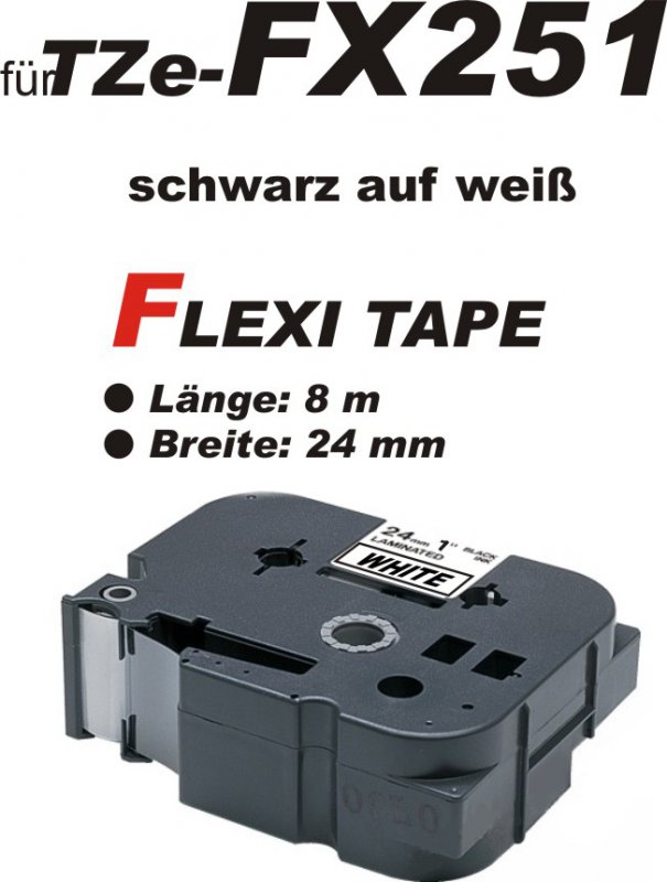 schwarz auf weiß - 100% TZe-FX251 (24 mm) komp.