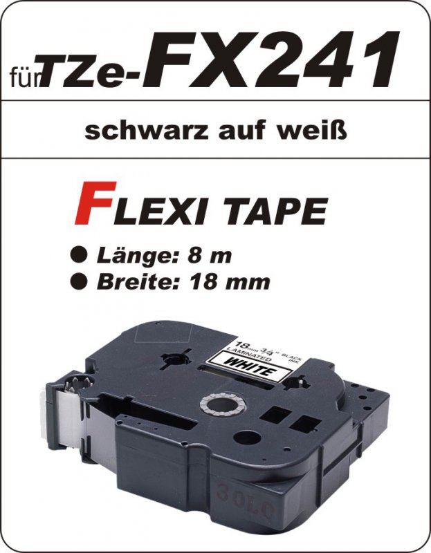 schwarz auf weiß - 100% TZe-FX241 (18 mm) komp.