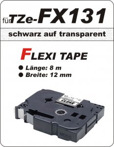 schwarz auf transparent - 100% TZe-FX131 (12 mm) komp.