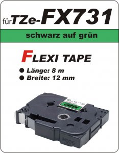 schwarz auf grün - 100% TZe-FX731 (12 mm) komp.