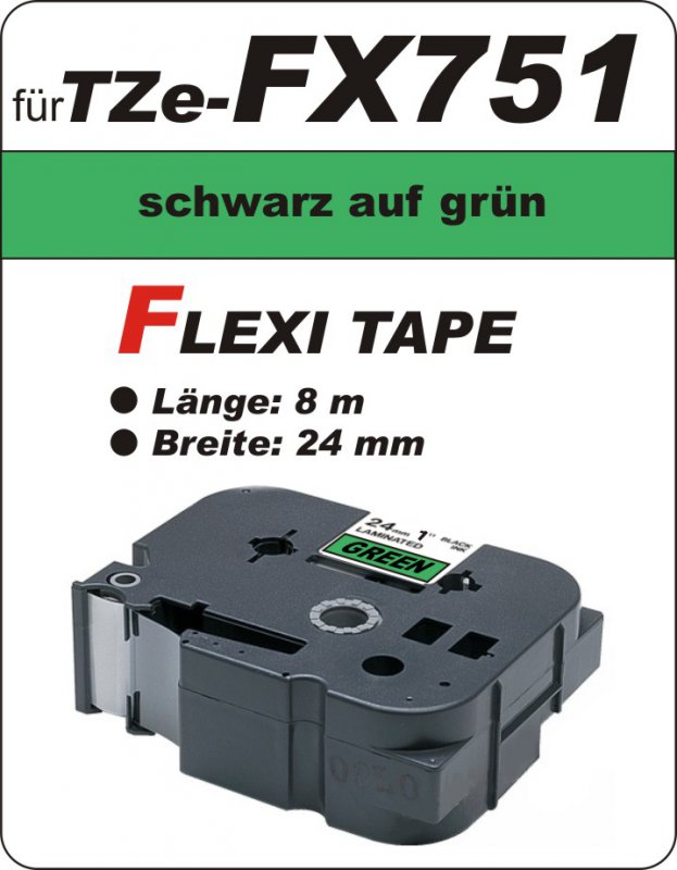schwarz auf grün - 100% TZe-FX751 (24 mm) komp.