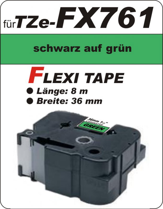 schwarz auf grün - 100% TZe-FX761 (36 mm) komp.