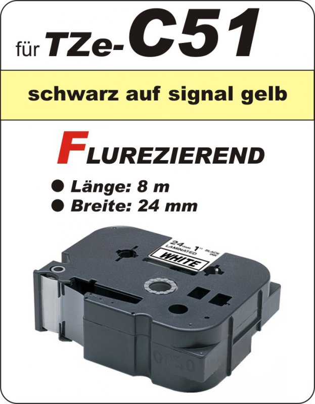 schwarz auf signalgelb - 100% TZe-C51 (24 mm) komp.