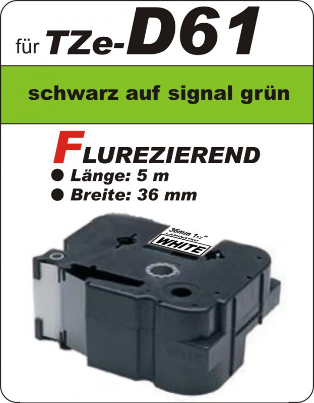 schwarz auf signalgrün - 100% TZe-D61 (36 mm) komp.