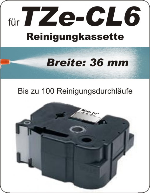 Reinigungskassette - 100% TZe-CL6 (36 mm) komp.
