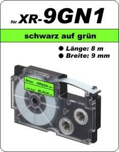 schwarz auf grün - ( 9 mm)