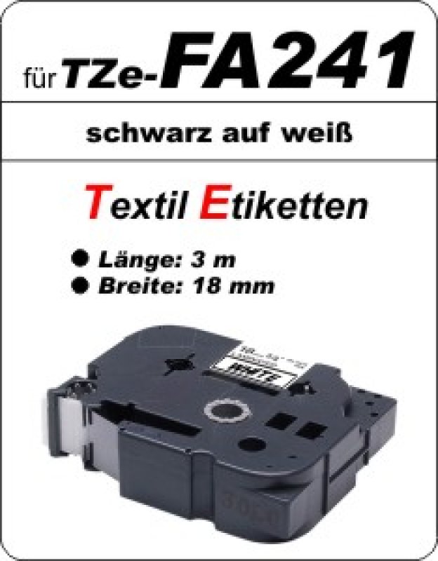 schwarz auf weiß - 100% TZe-FA241 (18 mm) komp.