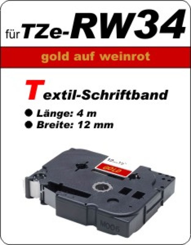 gold auf weinrot - 100% TZe-RW34 (12 mm) komp.