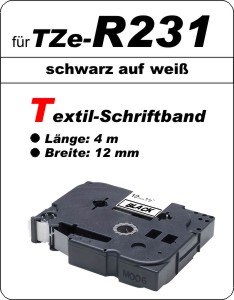 schwarz auf weiß - 100% TZe-R231 (12 mm) komp.