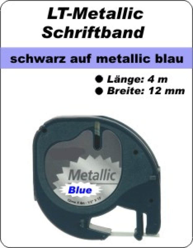 schwarz auf metalllic blau - (12 mm)