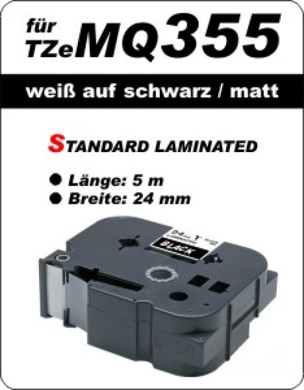 weiß auf schwarz (matt) - 100% TZeMQ355 (24 mm) komp.