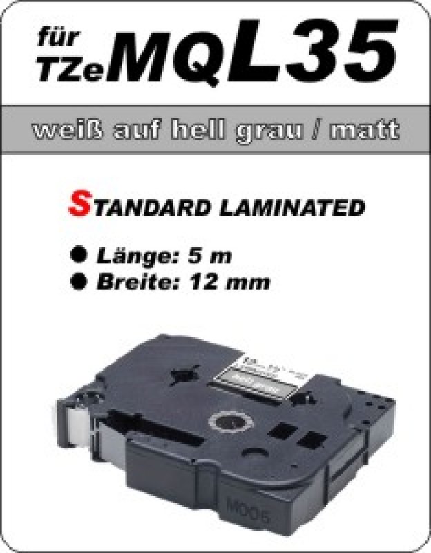 weiß auf hell grau (matt) - 100% TZeMQ-L35 (12 mm) komp.