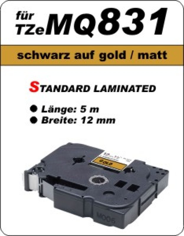 schwarz auf gold (matt) - 100% TZeMQ831 (12 mm) komp.