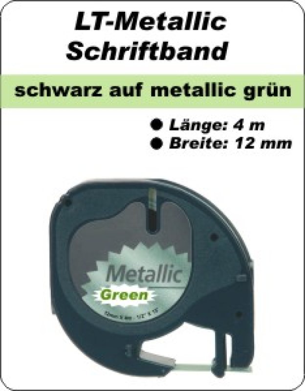 schwarz auf metalllic grün - (12 mm)