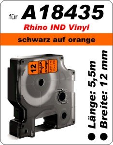 schwarz auf orange - (12mm) 100% IND A18435 komp.