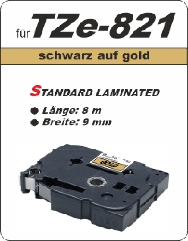 schwarz auf gold - 100% TZe-821 (9 mm) komp.