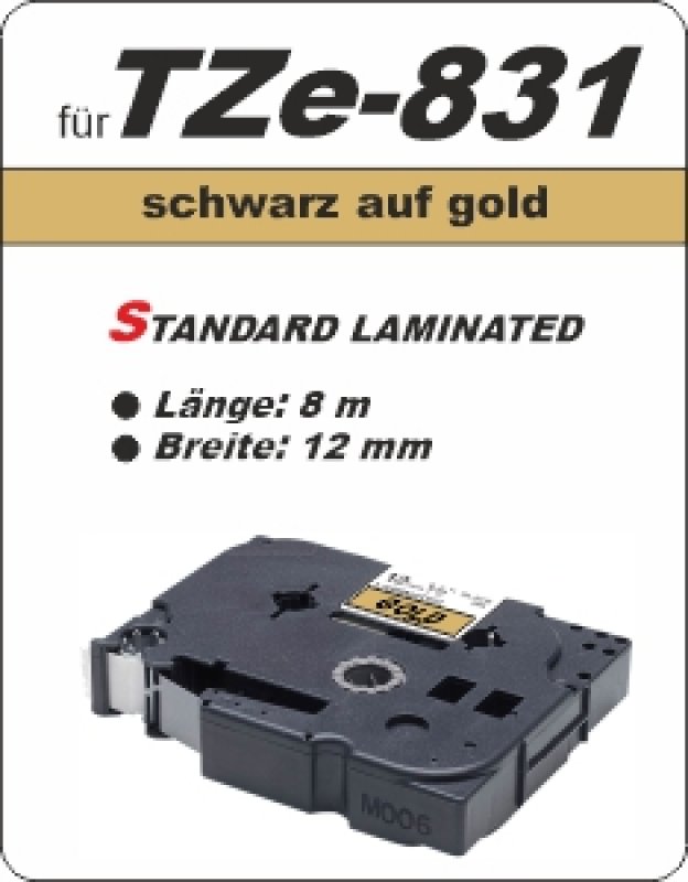 schwarz auf gold - 100% TZe-831 (12 mm) komp.