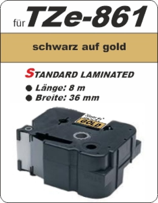 schwarz auf gold - 100% TZe-861 (36 mm) komp.