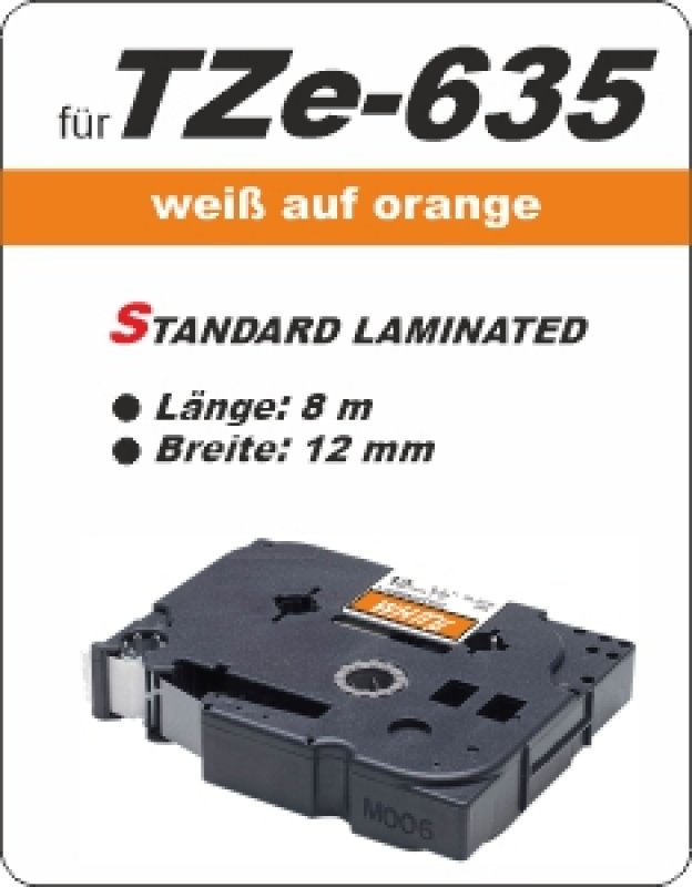 weiß auf orange - 100% TZe-635 (12 mm) komp.