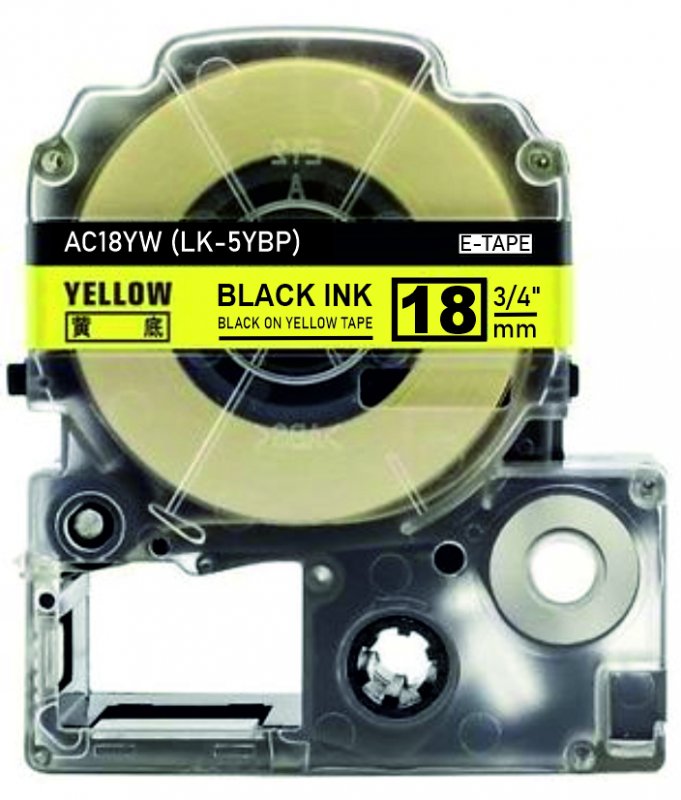 schwarz auf gelb - 100% LK-5YBP (18 mm) komp.