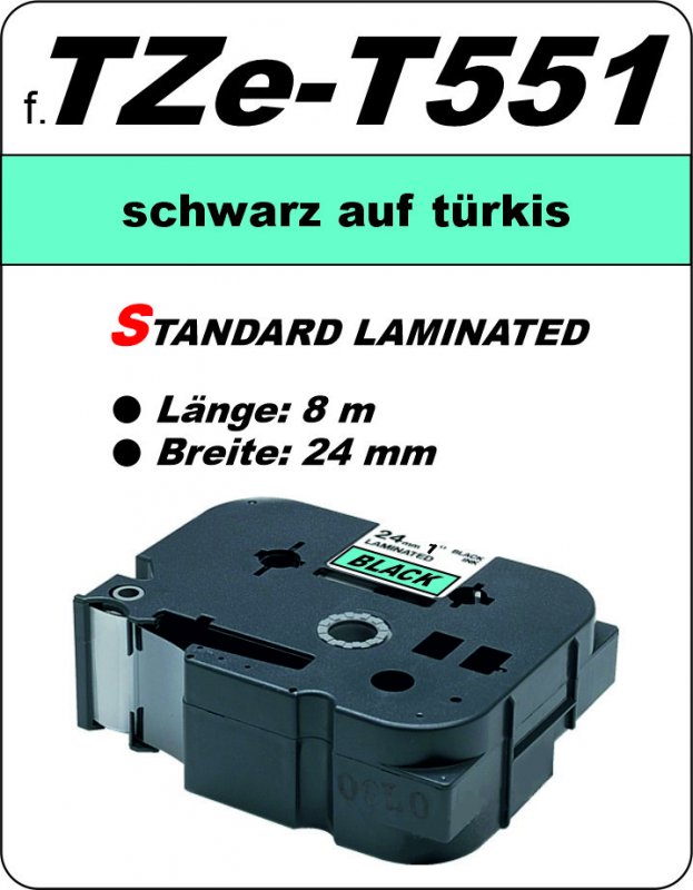 schwarz auf türkis - 100% TZe-T551 (24 mm) komp.