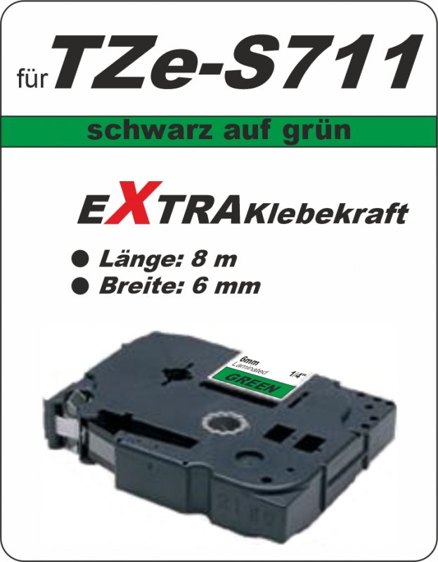 schwarz auf grün - 100% TZe-S711 (6 mm) komp.