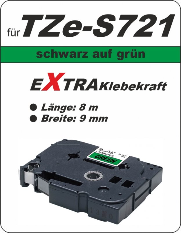 schwarz auf grün - 100% TZe-S721 (9 mm) komp.