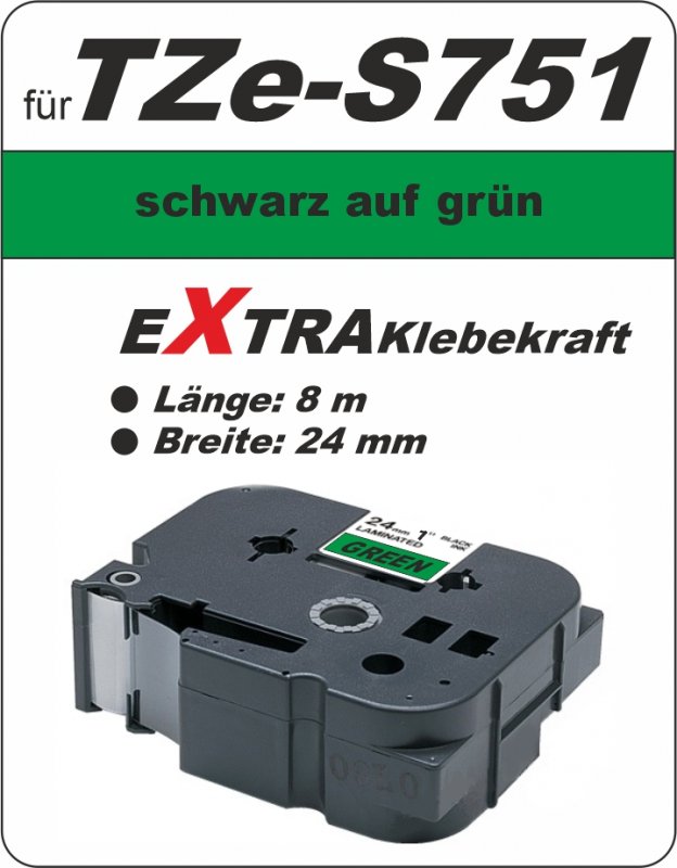 schwarz auf grün - 100% TZe-S751 (24 mm) komp.