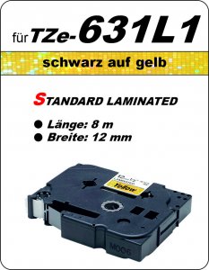 schwarz auf gelb - 100% TZe-631L1 (12 mm) komp.