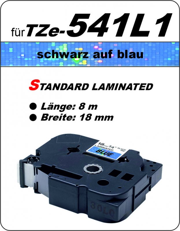 schwarz auf blau - 100% TZe-541L1 (18 mm) komp.