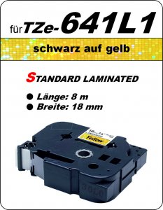 schwarz auf gelb - 100% TZe-641L1 (18 mm) komp.