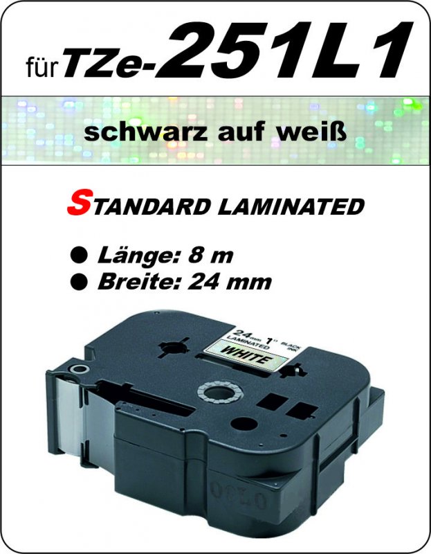 schwarz auf weiß - 100% TZe-251L1 (24 mm) komp.