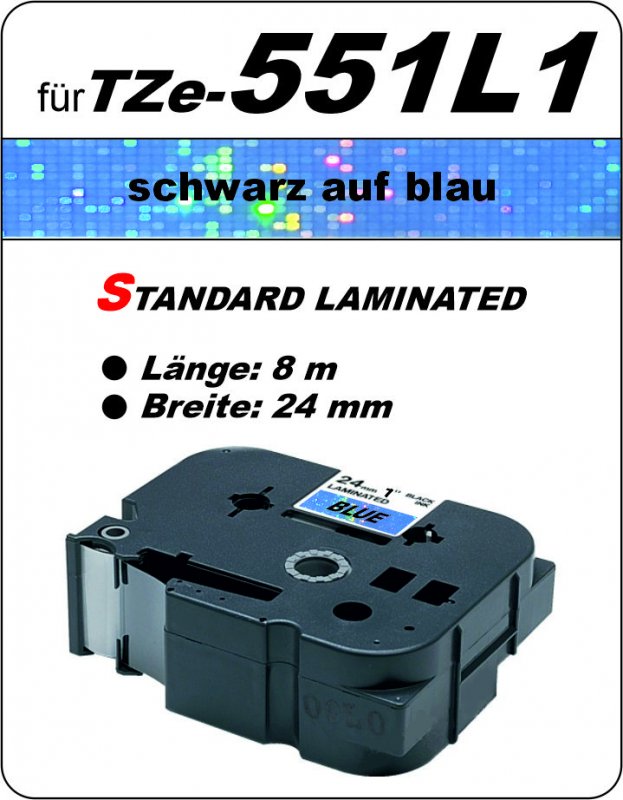 schwarz auf blau - 100% TZe-551L1 (24 mm) komp.