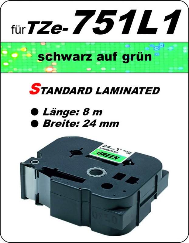 schwarz auf grün - 100% TZe-751L1 (24 mm) komp.
