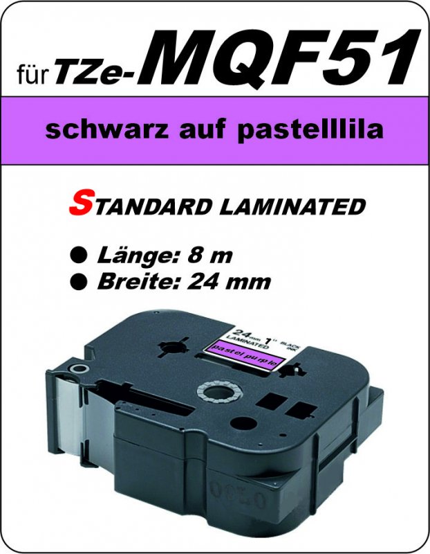 schwarz auf pastelllila - 100% TZe-MQF51 (24 mm) komp.